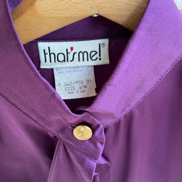 Purple button down polyester blouse, women size sm - Picture 3 of 3